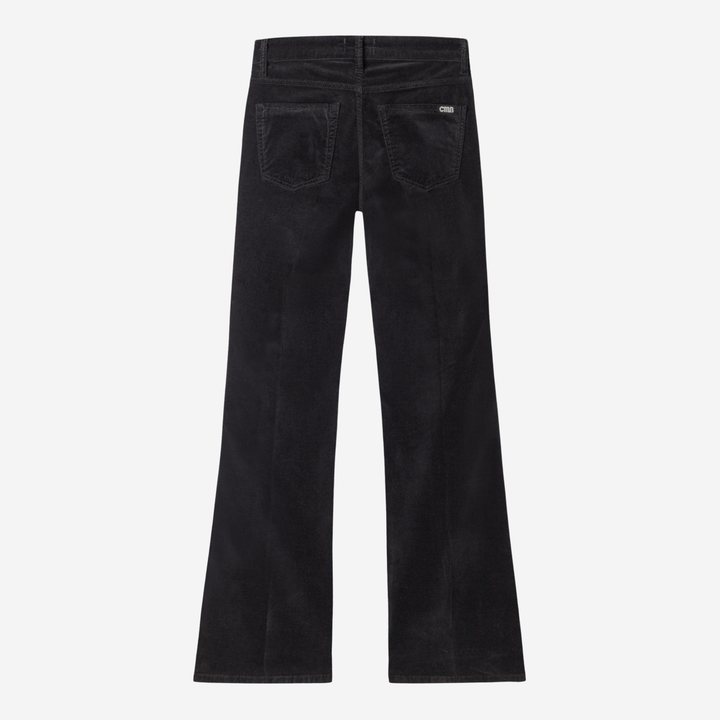Paris Flared Viscose-Velvet Carbon Black