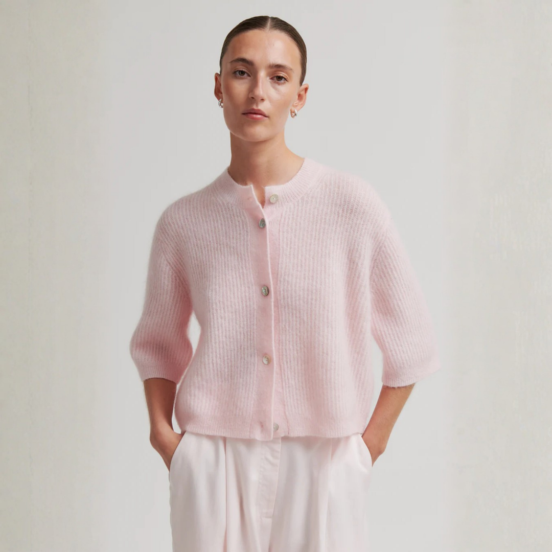 Andrea Knit Rib Cardigan Crystal Pink