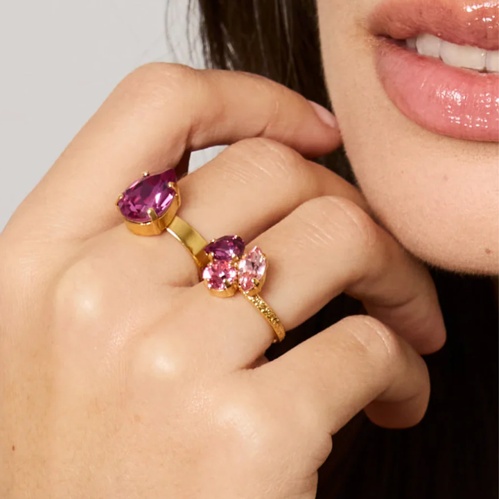 MINI DROP RING GOLD DARK ROSE