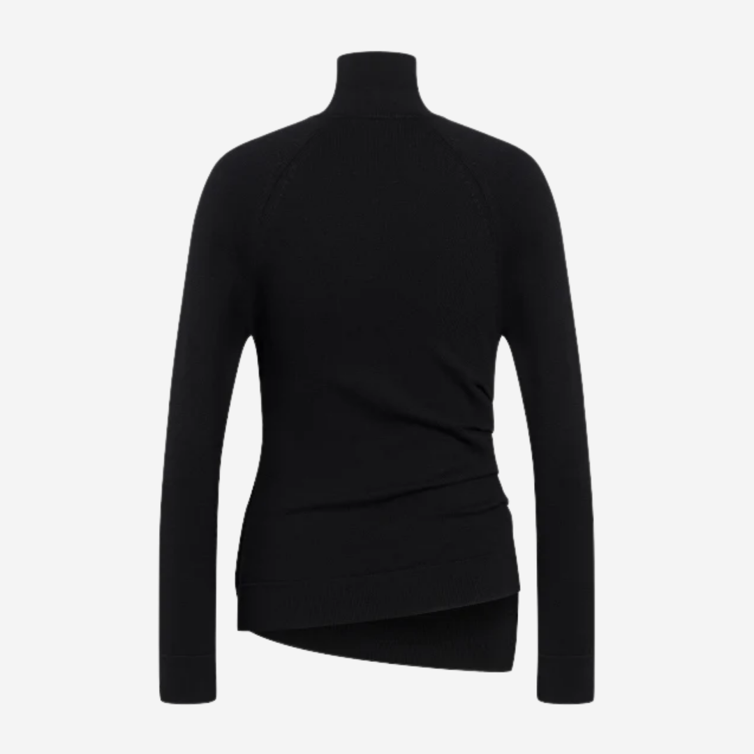 LUPETTO Mock Neck Sweater Black