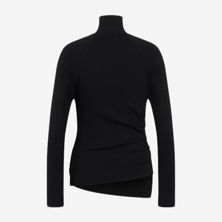 LUPETTO Mock Neck Sweater Black