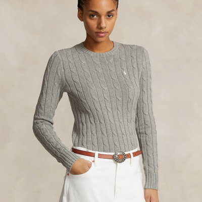 CABLE-KNIT COTTON CREWNECK SWEATER