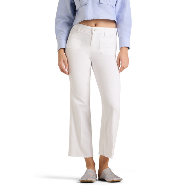 Tess Pocket Cropped Modern White Fringed
