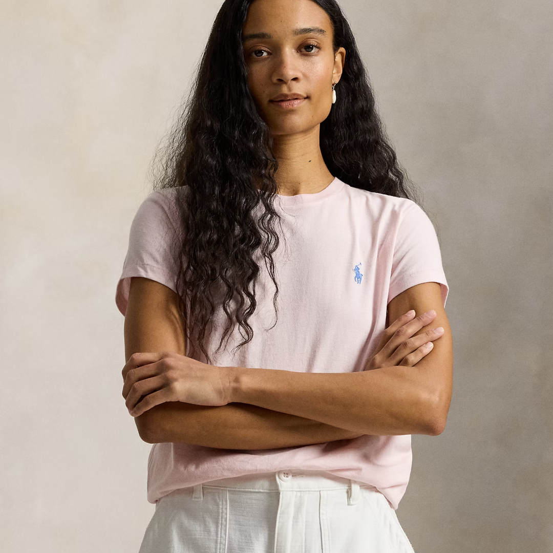 CLASSIC FIT COTTON JERSEY CREWNECK TEE Pink Sand