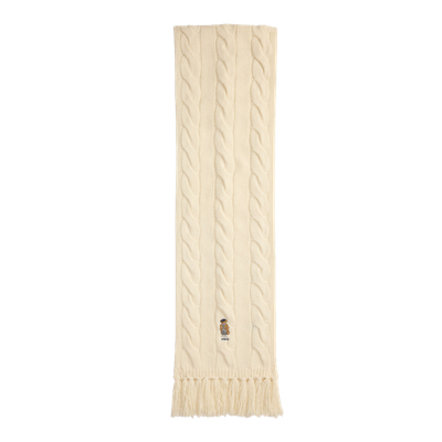POLO BEAR CABLE-KNIT WOOL-BLEND SCARF
