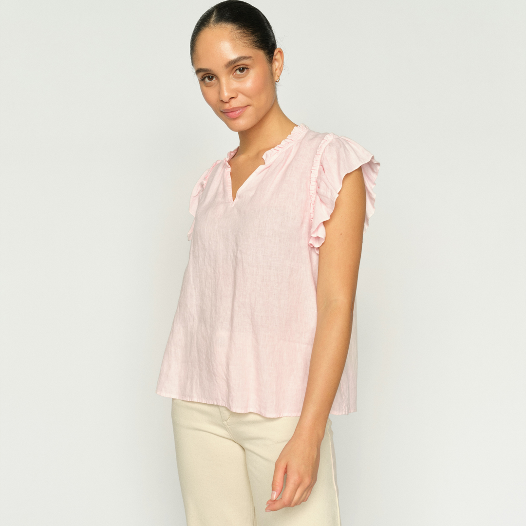 MMTea Linen Blouse Ballet Slipper