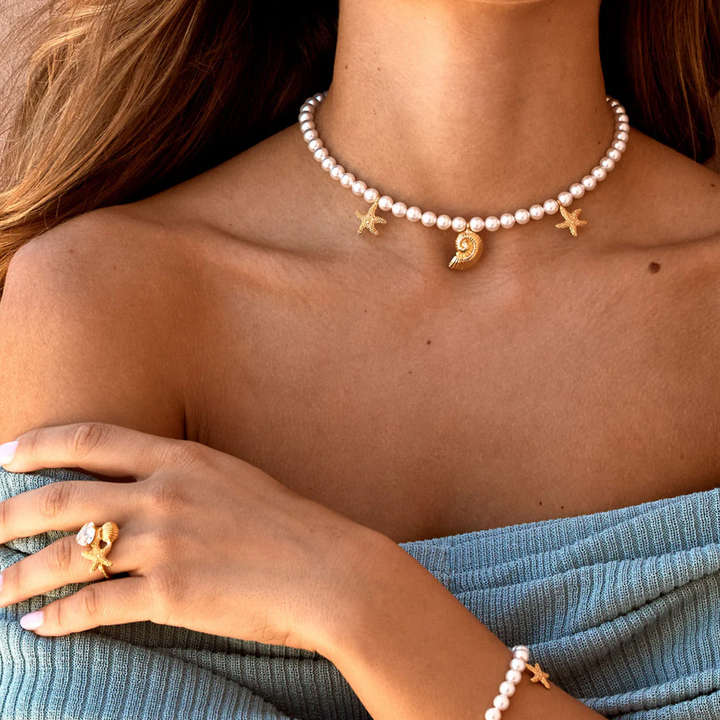 ISMARA NECKLACE GOLD PEARL