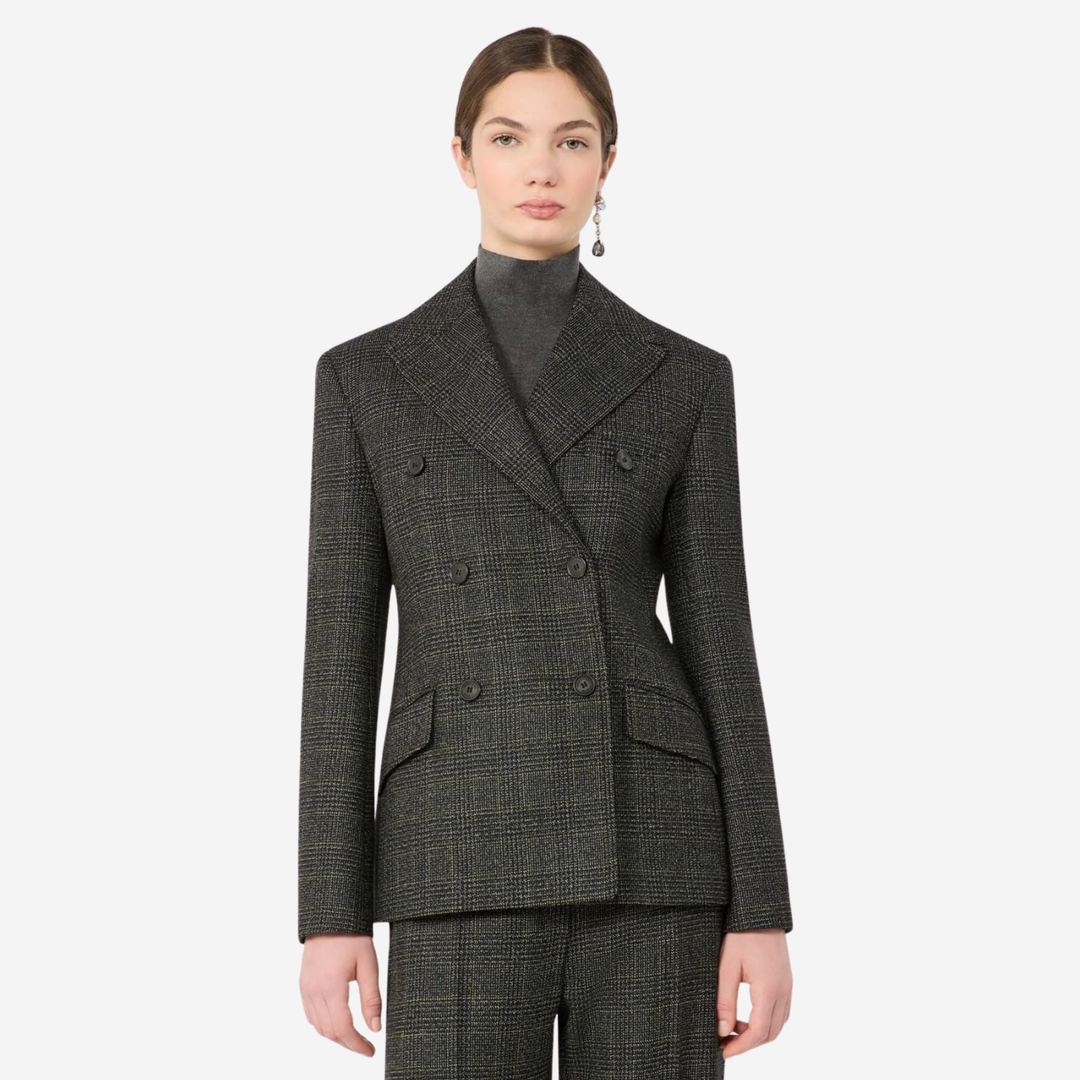 WKDOCCHIO Prince of Wales Check Wool Blazer Dark Grey