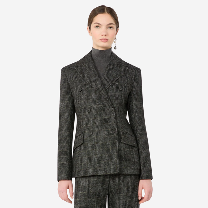 WKDOCCHIO Prince of Wales Check Wool Blazer Dark Grey