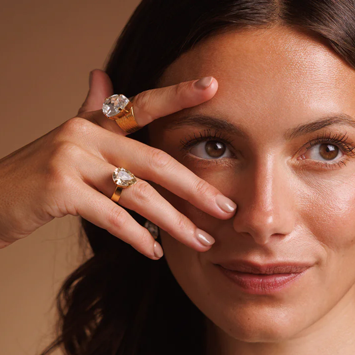 MINI DROP RING GOLD CRYSTAL