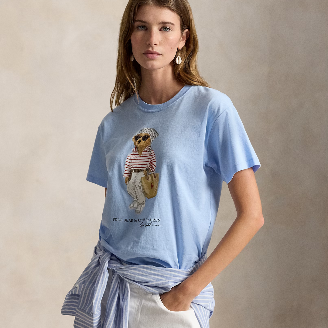 Polo Bear Cotton Jersey T-Shirt Baby Blue