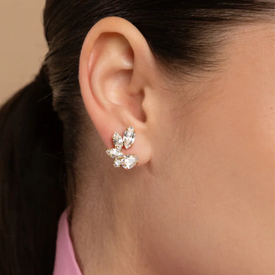 CLARE EARRINGS GOLD CRYSTAL