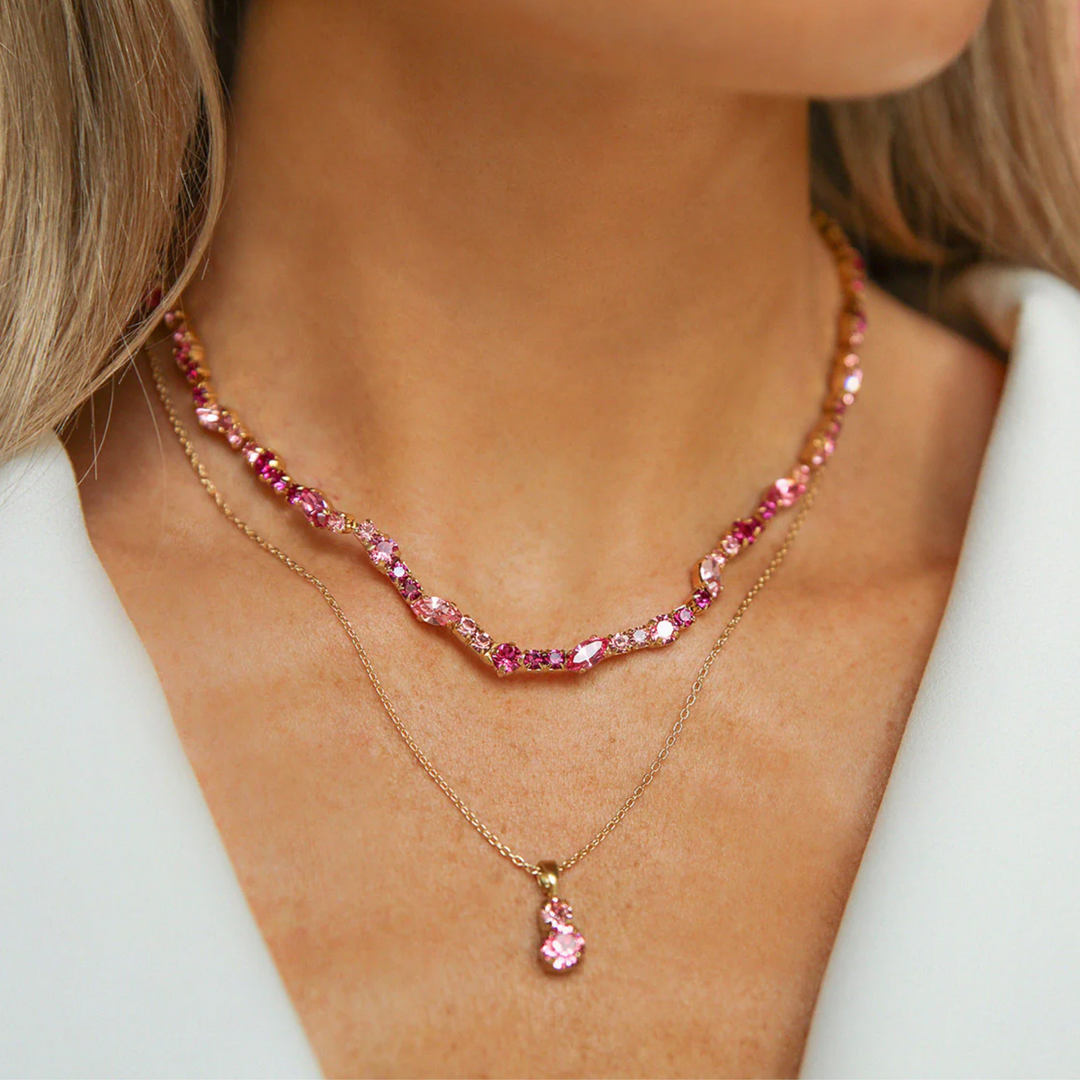 LEAH NECKLACE GOLD ROSE COMBO