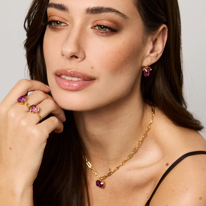 PETITE TIMO EARRINGS GOLD DARK ROSE