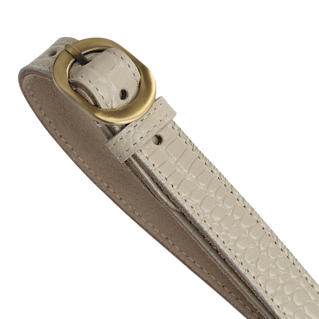 Fashion Favourites Croco Slim Leather Belt Sand