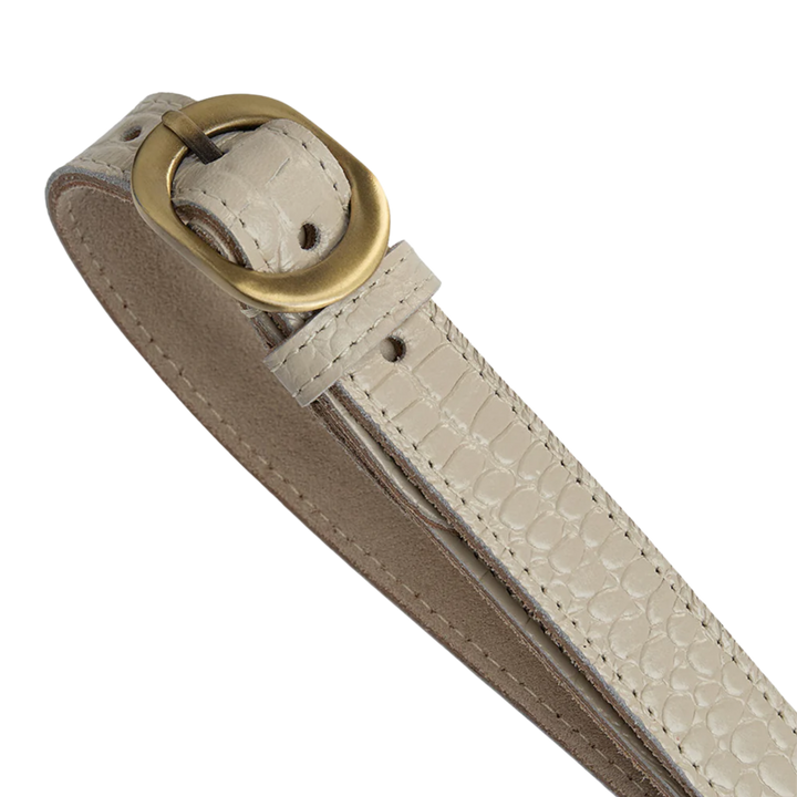 Fashion Favourites Croco Slim Leather Belt Sand