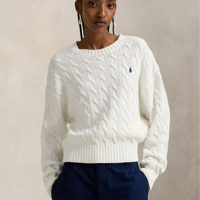 Polo Pony Relaxed Cable Knit Crewneck