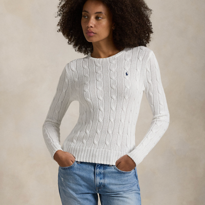 CABLE-KNIT COTTON CREWNECK SWEATER
