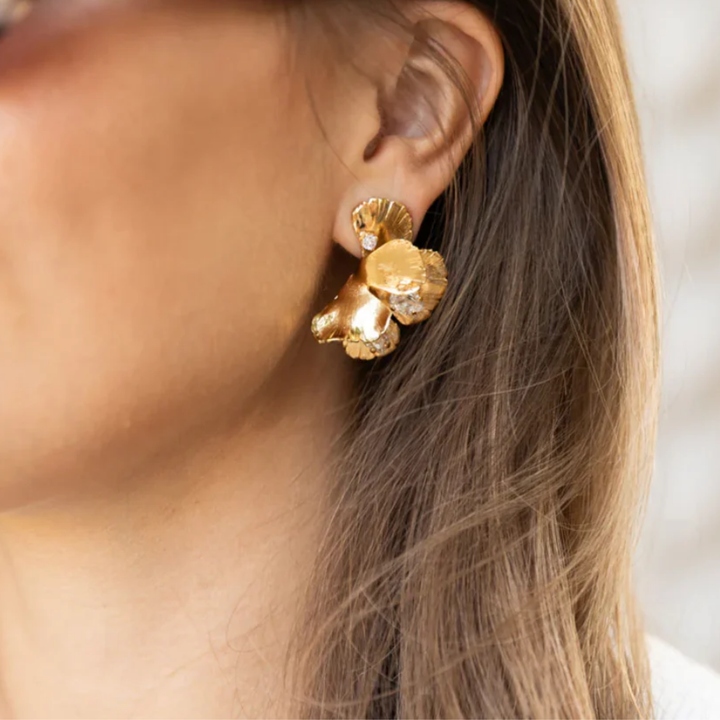 MALVA EARRINGS GOLD CRYSTAL