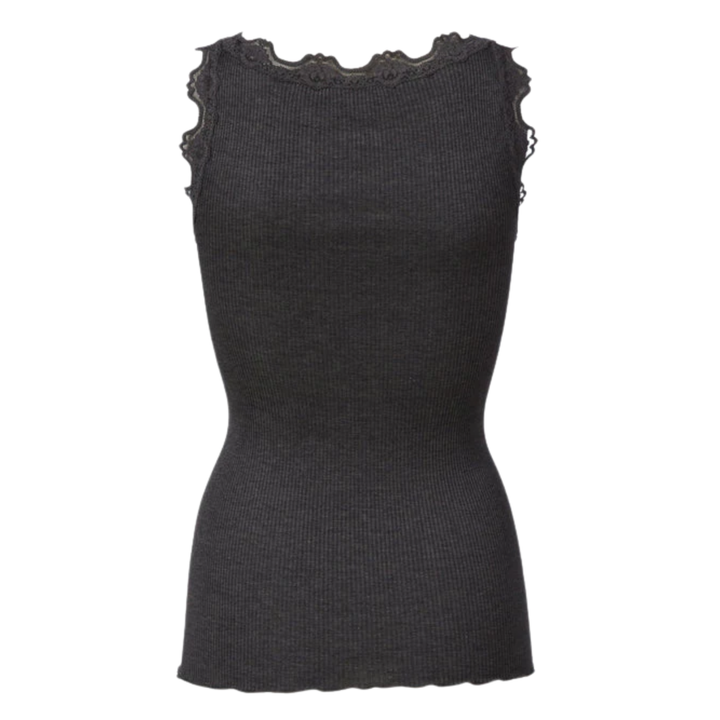RWBabette U-Neck Lace Top Dark Grey Melange