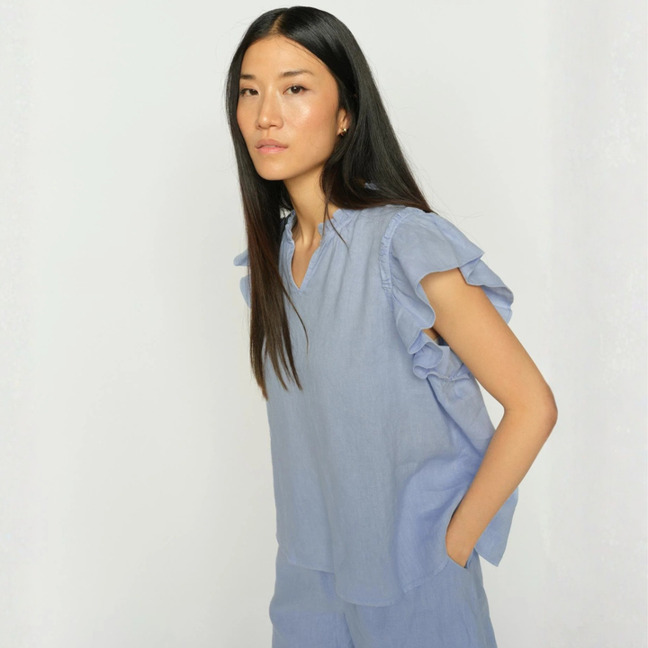 MMTea Linen Blouse Brunnera Blue
