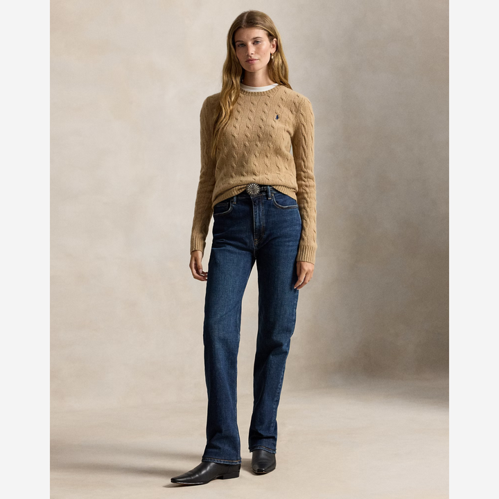 Cable Wool-Cashmere Crewneck Jumper Collection Camel Melange