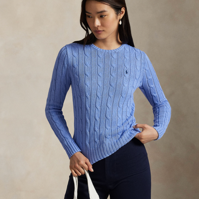 CABLE-KNIT COTTON CREWNECK SWEATER