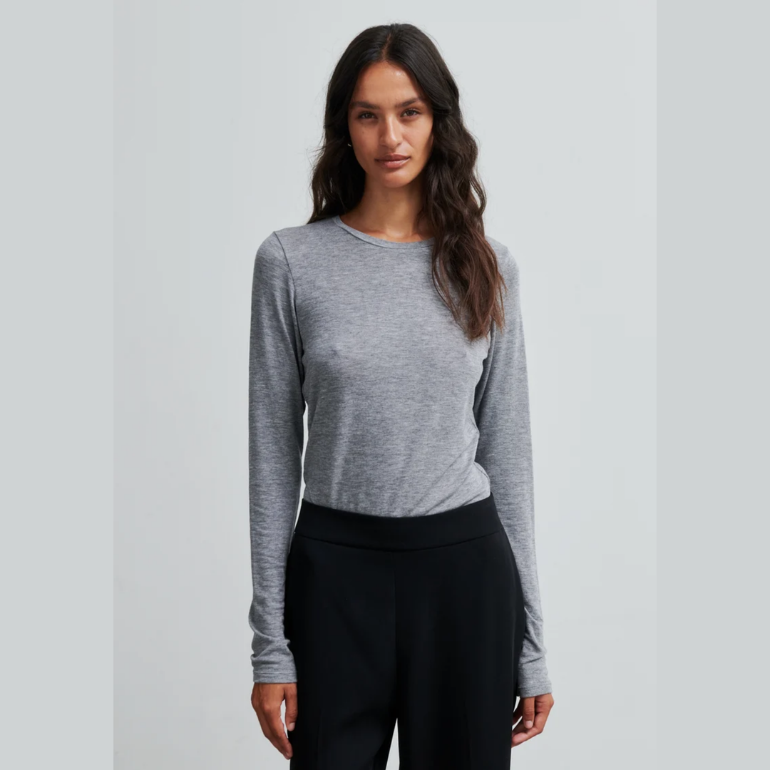 Matima O-Neck Tee Dark Grey Melange