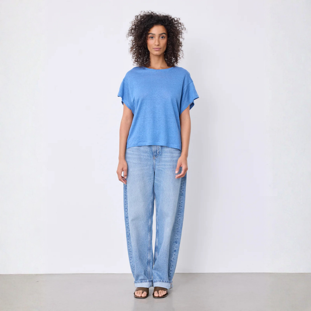 TEILA LINEN T-SHIRT BLUE JEAN