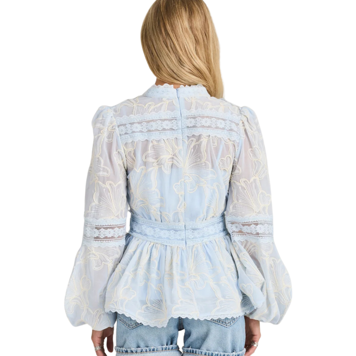 Aliah Needle Blouse Arctic blue