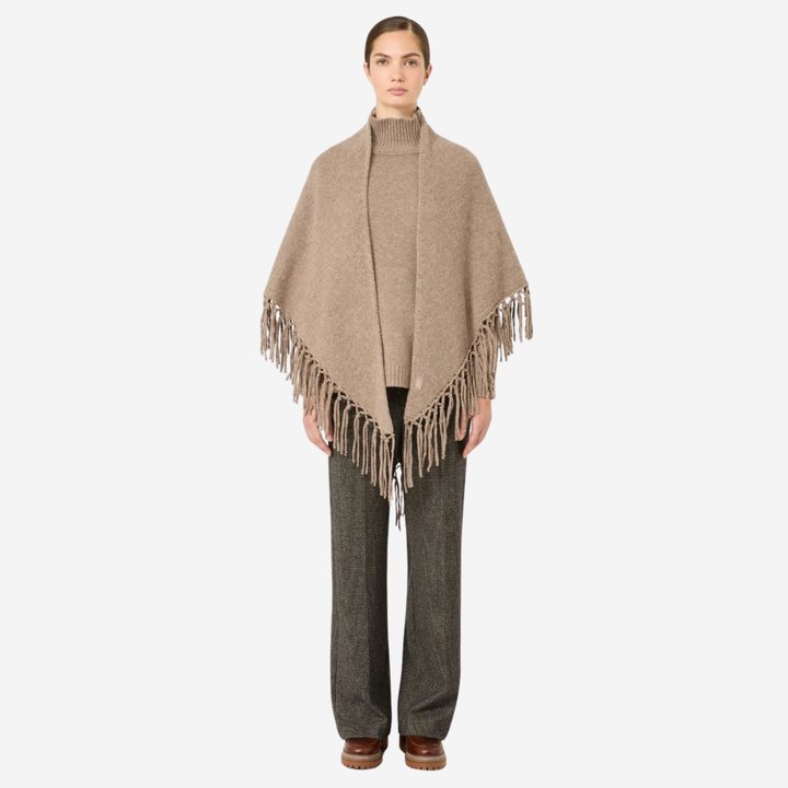 WKATORNADO Fringed Wool Shawl Turtledove Beige