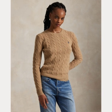CABLE WOOL-CASHMERE CREWNECK SWEATER