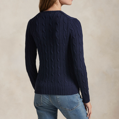 CABLE-KNIT COTTON V-NECK SWEATER
