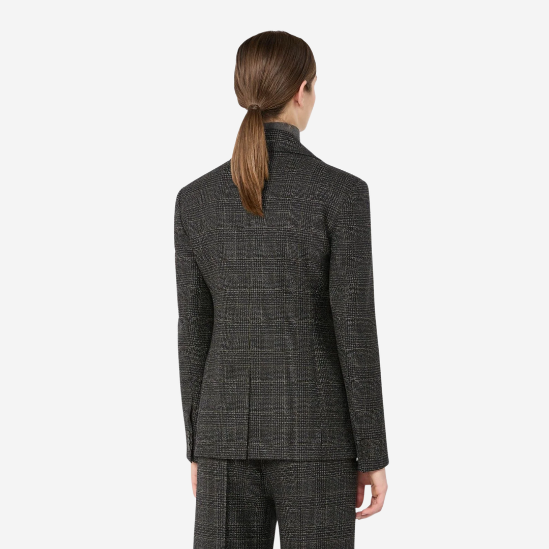 WKDOCCHIO Prince of Wales Check Wool Blazer Dark Grey