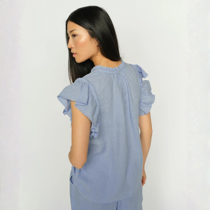 MMTea Linen Blouse Brunnera Blue