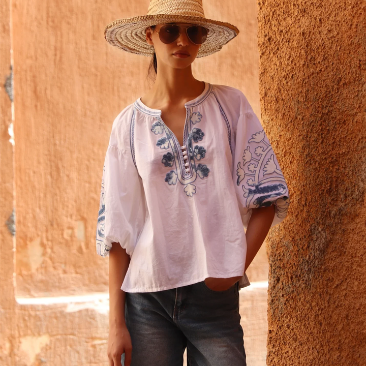 Cherry Top White with Denim