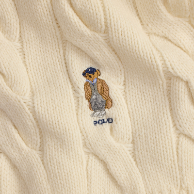 POLO BEAR CABLE-KNIT WOOL-BLEND SCARF