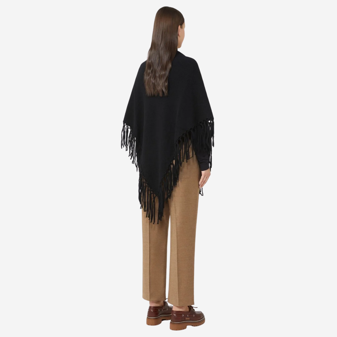 WKATORNADO Fringed Wool Shawl Black