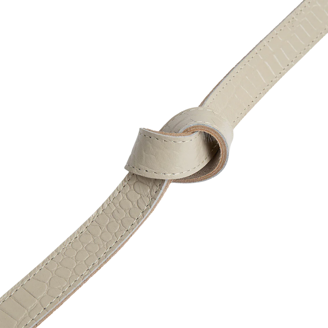 Fashion Favourites Croco Slim Leather Belt Sand