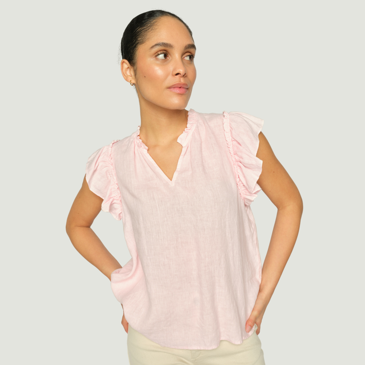 MMTea Linen Blouse Ballet Slipper