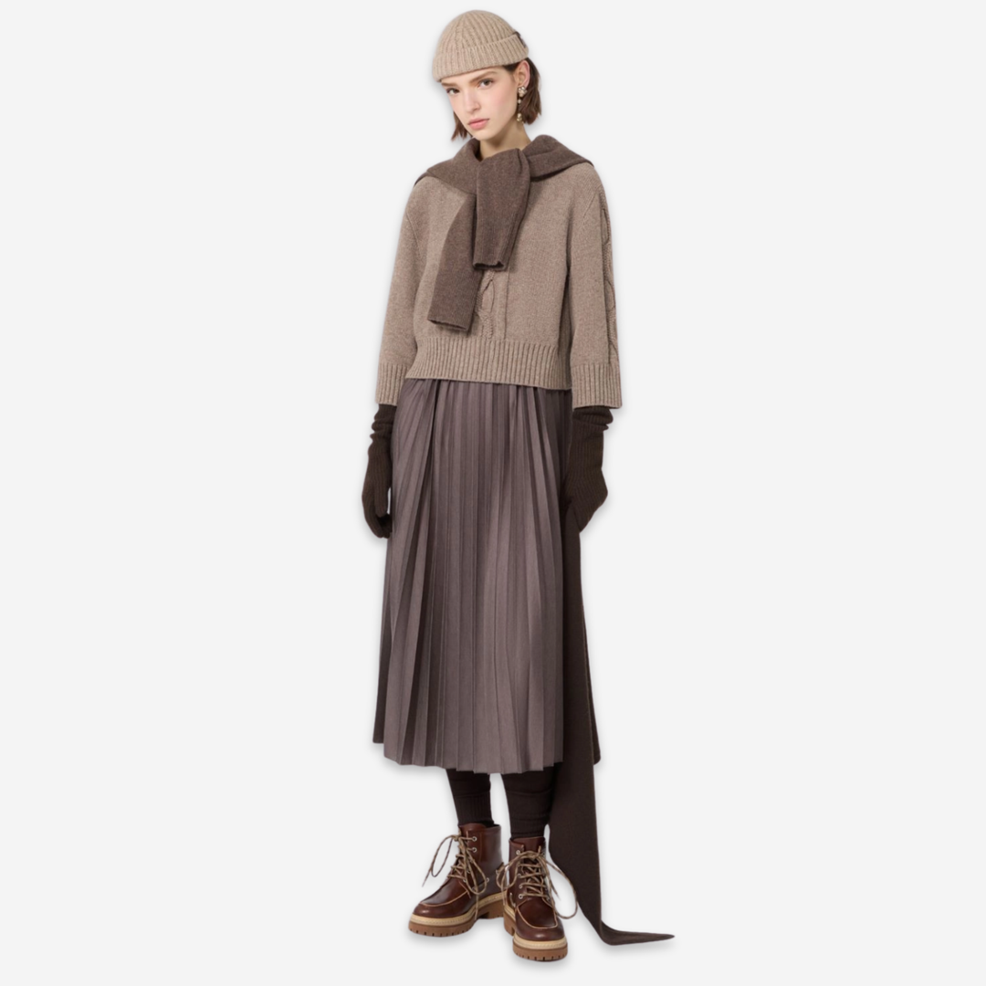 WKDCALCO Jersey Dress and Wool Top Set
