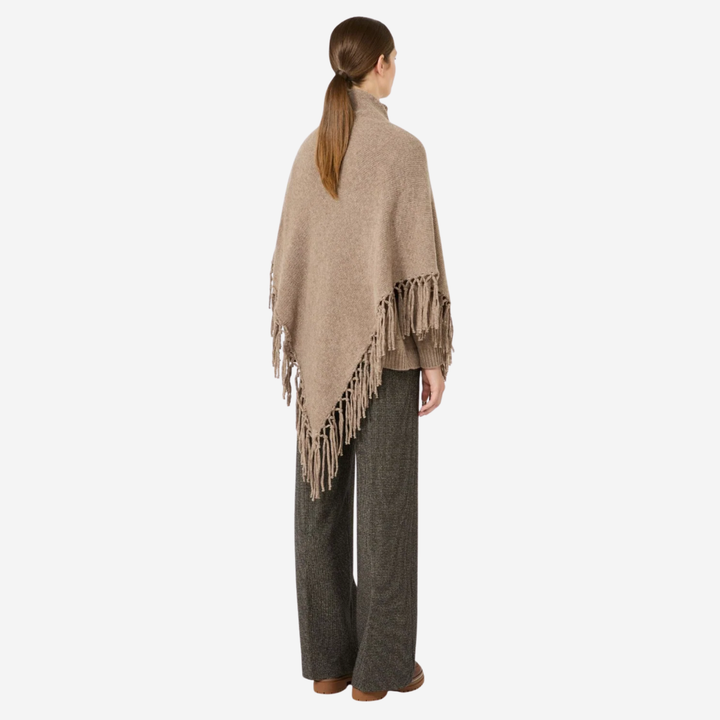 WKATORNADO Fringed Wool Shawl Turtledove Beige