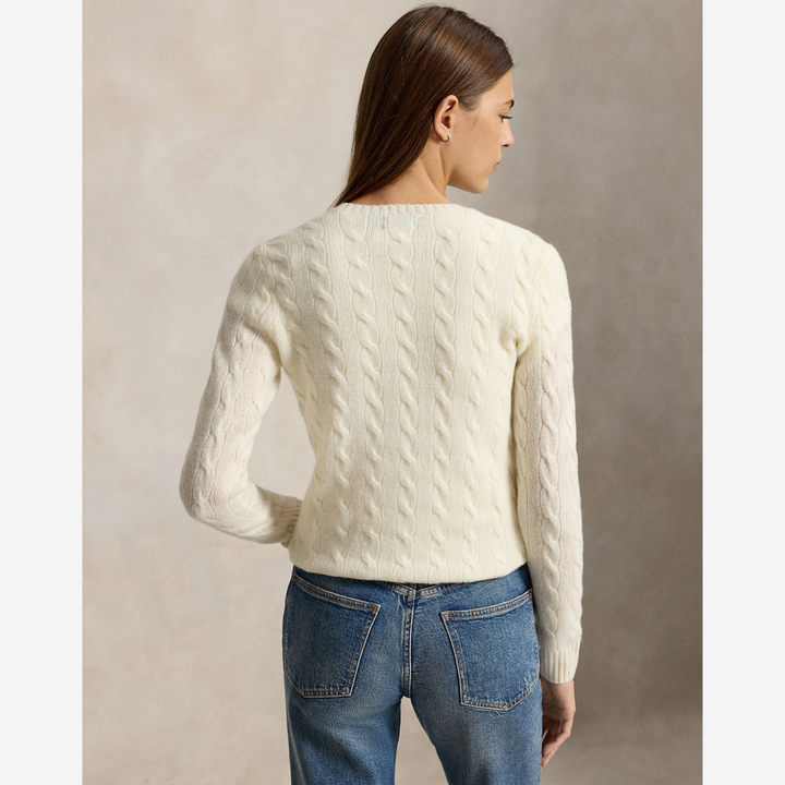 Cable Wool-Cashmere Crewneck Jumper Cream