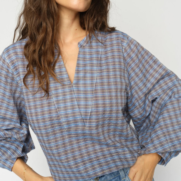 MMYen Check Blouse