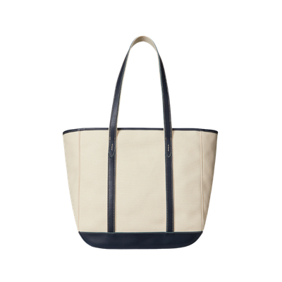 LEATHER-TRIM CANVAS MEDIUM SHOPPER TOTE
