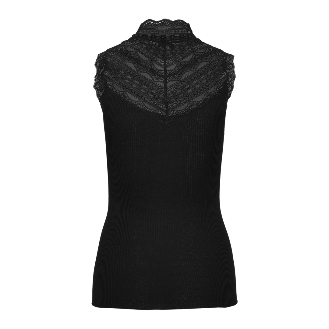 RWBenita Silk Turtleneck Lace Top Black