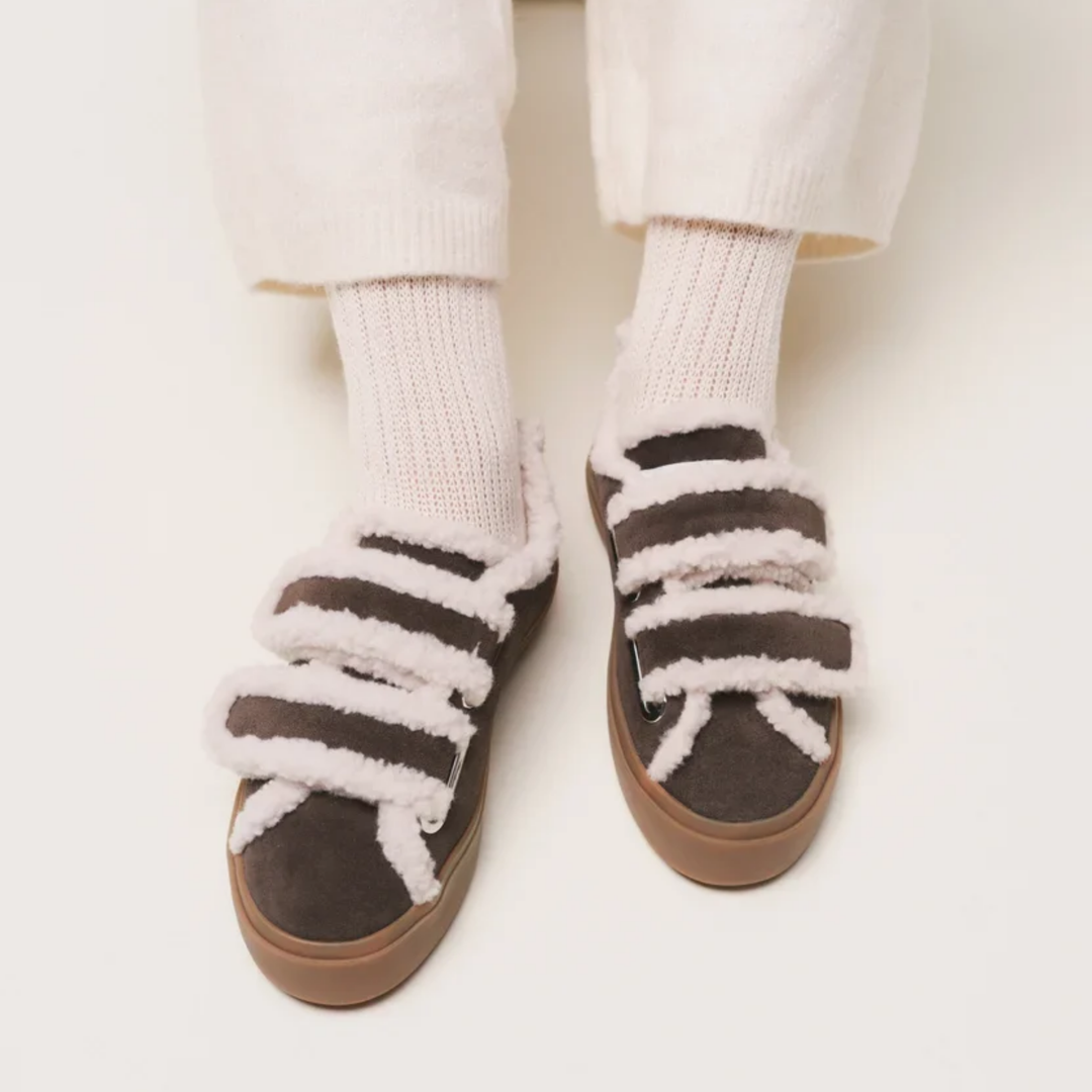 Shearling Low Velcro Dark Brown