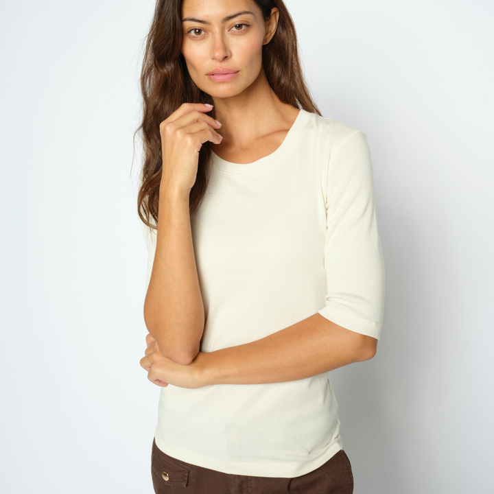 MMMali O-neck 3/4 Sleeve Tee Ecru
