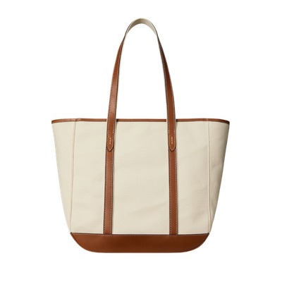 LEATHER-TRIM CANVAS MEDIUM SHOPPER TOTE