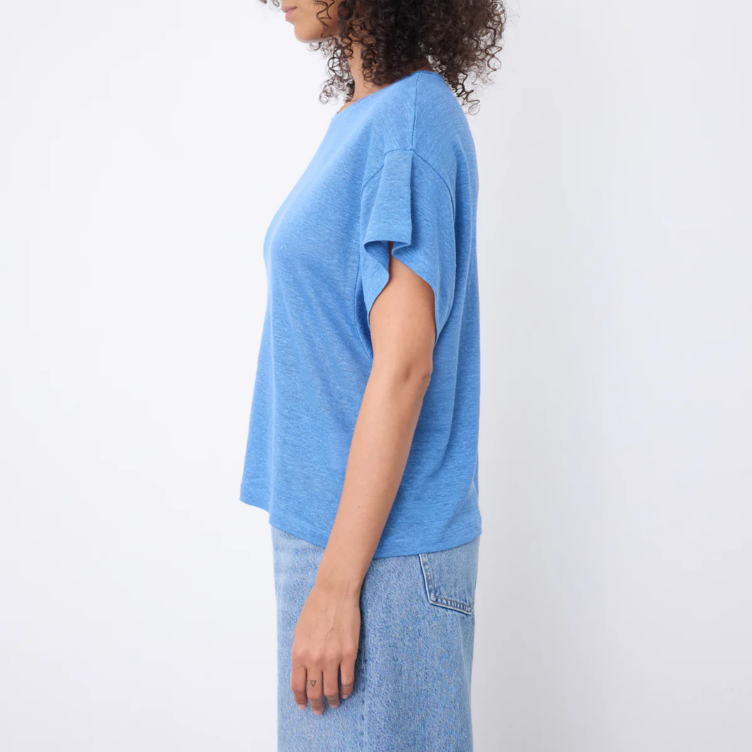 TEILA LINEN T-SHIRT BLUE JEAN